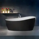Ванна акрилова Knief Relax 180х85 окремостояча, чорний матовий/білий матовий (0100-278 чорний мат-білий килимок) (0100-278 black mat- white mat)