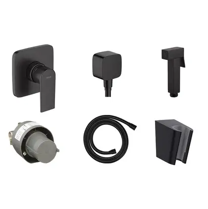 Комплект гігієнічного душу Hansgrohe Vernis Blend з лійкою Noken Square, Matt Black (20220002)