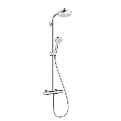 Душова система Hansgrohe Crometta 160 Showerpipe EcoSmart 1jet 9л / хв з термостатом білий / хром (27265400)