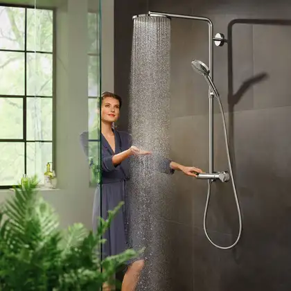 Душова система Hansgrohe Raindance Select S 240 Showerpipe PowderRain 1jetP з термостатом, хром (27633000)