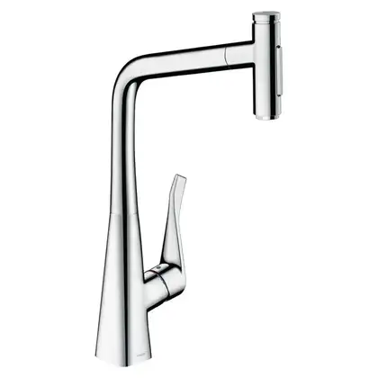 Змішувач для кухні Hansgrohe Metris Select 320 2jet з витяжним виливом, хром (73820000)