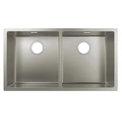 Кухонна мийка Hansgrohe S71 S719-U755 під стільницю 815х450 на 2 чаші 370/370, stainless steel (43430800)