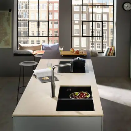 Кухонна мийка Hansgrohe S510-U770 під стільницю 820х450 на дві чаші 370/370, Concretegrey (43434380)