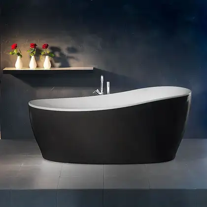 Ванна акрилова Knief Relax 180х85 окремостояча, чорний матовий/білий матовий (0100-278 чорний мат-білий килимок) (0100-278 black mat- white mat)