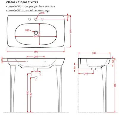 Ніжки для умивальника Artceram Civitas (CIC002 01; 00)