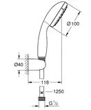 Душовий набір з тримачем, 2 режими струменя Grohe New Tempesta Classic (26164001)