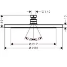 Верхній душ Hansgrohe Croma 280 1jet, хром (26220000)