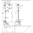 Душова система Hansgrohe Croma Select S Showerpipe 180 2jet з термостатом для ванни, білий / хром (27351400)