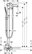 Змішувач для ванни для підлоги Hansgrohe Metropol Classic, Chrome/Gold Optic (31445090)