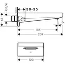 Вилив на ванну Hansgrohe Metropol 185 мм Polished Gold Optic, золото (32543990)
