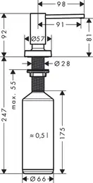 Дозатор кухонний Hansgrohe A51 виразний 500 ml, хром (40448000)
