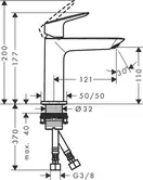 Hansgrohe Logis 110 Змішувач для умивальника, хром (71252000)