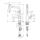 Змішувач для кухні Hansgrohe Metris Select 240 2jet з витяжним душем, сталевий (73822800)