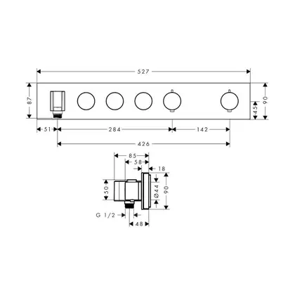 Термостат для душу Axor Showersolutions Select 530/90 на 3 функції, хром (18356000)