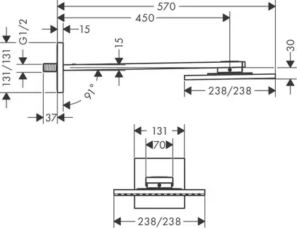 Верхній душ Axor Showersolutions 240х240 1jet з власником, хром (35306000)