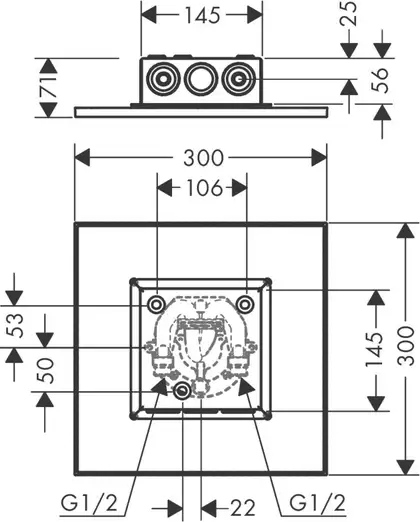 Верхній душ Axor ShowerSolutions 300х300 2jet, хром (35321000)