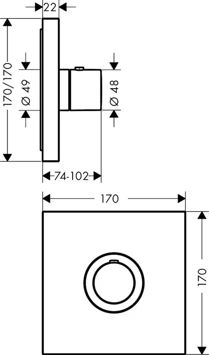 Термостат Axor ShowerSelect Highflow square прихованого монтажу, gold optic (36718990)