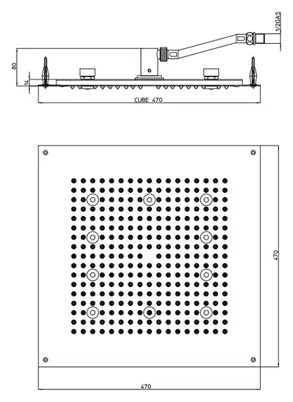Верхній душ Bossini Dream-Oki RGB Lights Cromotherapy 470х470, хром (H37456000030016)