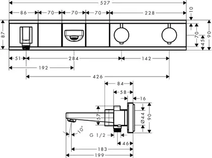 Термостат для ванни Hansgrohe RainSelect прихованого монтажу на 2 клавіші, хром (15359000)