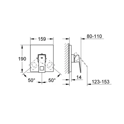 Змішувач для душу прихованого монтажу Grohe Eurocube, зовнішня частина для 35501000 (19898000)