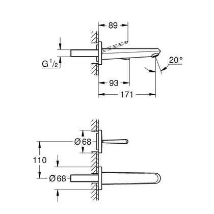 Змішувач для раковини на два отвори Grohe Eurodisc Joy M-size (19968LS0)