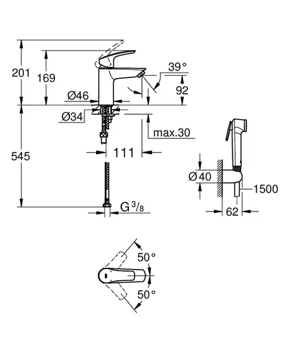 Grohe Eurosmart New Змішувач для раковини, хром (23124003) Grohe Eurosmart New Змішувач для раковини, хром (23124003)