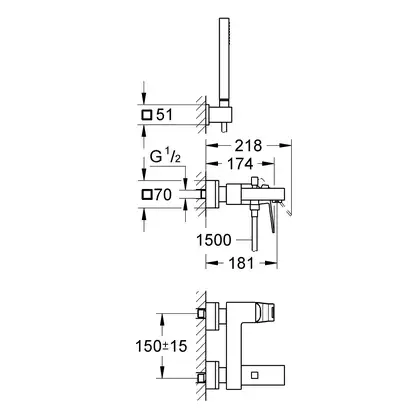 Grohe Eurocube Змішувач для ванни, хром (23141000)