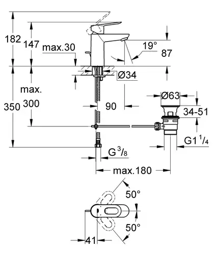 Grohe BauLoop Змішувач для раковини, хром (23335000)