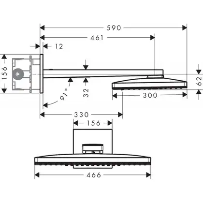 HANSGROHE Верхній душ, Rainmaker Select 460х300 3jet, білий / хром (24007400)