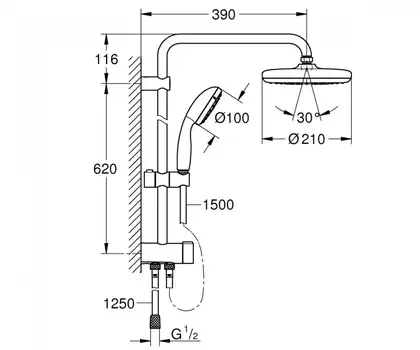 Душова система Grohe New Tempesta Cosmopolitan 210 (26381001)