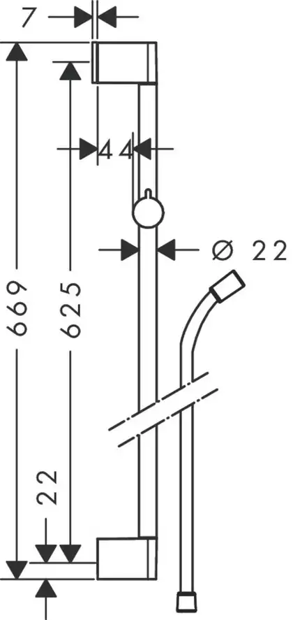 Душова штанга Hansgrohe Unica Сroma 65 зі шлангом 160, Сhrome (26503000)