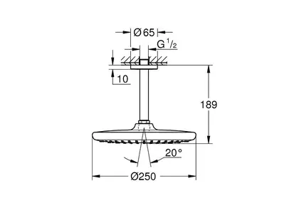 Верхній душ зі стельовим кронштейном Grohe Tempesta (260000) (26669000)