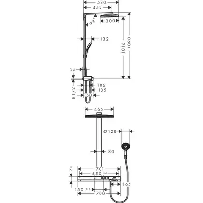 HANSGROHE Rainmaker Select 460 2jet Душевая система, хром/белый (27109400)
