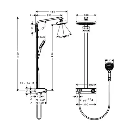 Hansgrohe Raindance Select E Душевая система, белый/хром (27126400)
