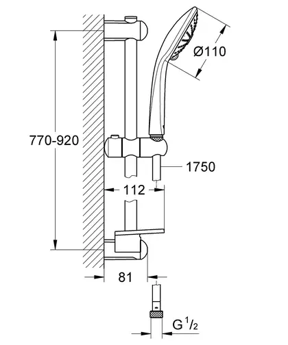 Душовий гарнітур Grohe Euphoria 110 Massage, полірований нікель (27226BE1)
