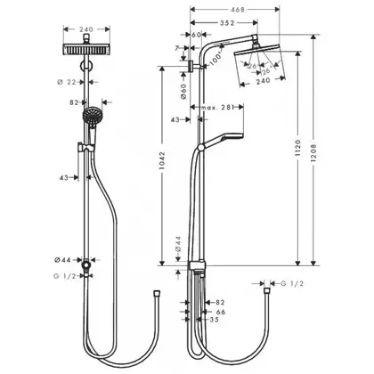 Hansgrohe Crometta E Душова система 240, хром (27289000)