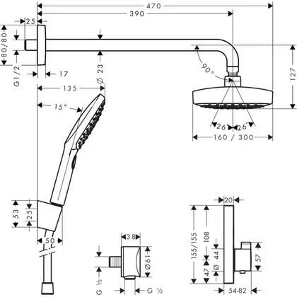 Душовий комплект, Hansgrohe Raindance Select E / ShowerSelect E, (27296000)