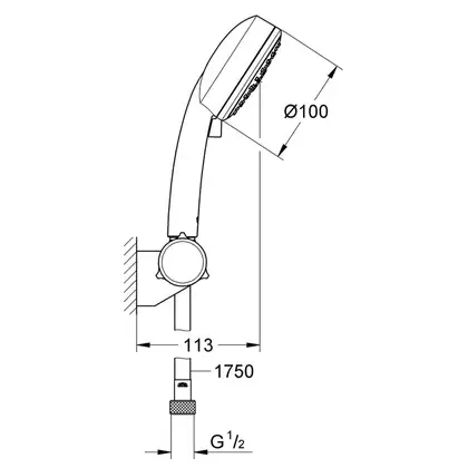 Душовий набір з тримачем, 3 режими струменя Grohe New Tempesta Cosmopolitan (27584002)