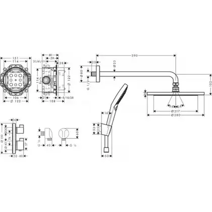 Hansgrohe Croma S 280 Душова система, чорний матовий (27961670)