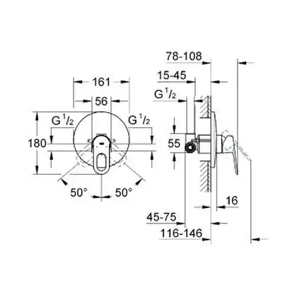 Grohe BauLoop Змішувач для душу, хром (29080000)