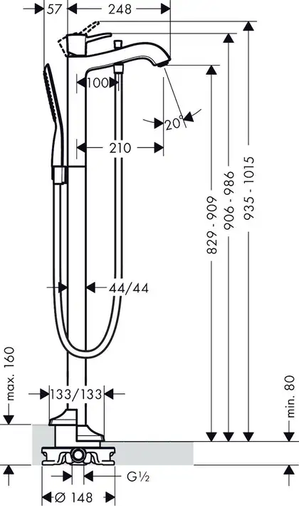 Змішувач для ванни для підлоги Hansgrohe Metropol Classic, Chrome/Gold Optic (31445090)