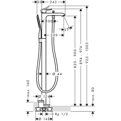 Hansgrohe Metris Смеситель для ванны, хром (31471000)