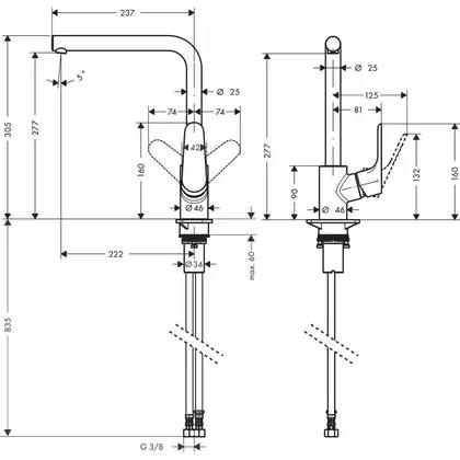 Змішувач для кухні Hansgrohe Focus 280, хром (31817000)