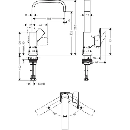 Hansgrohe Metropol 230 Змішувач для умивальника, хром (32511700)