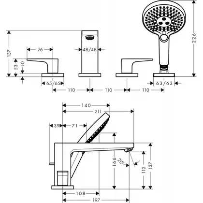 Змішувач для ванни Hansgrohe Metropol (32553000)