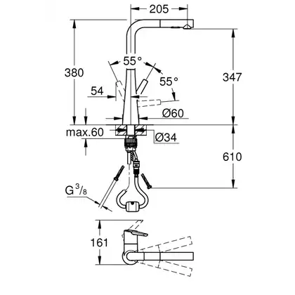 Змішувач для кухні з висувним виливом Grohe Zedra (32553002)