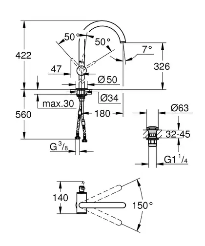 Змішувач для раковини Grohe Atrio XL-Size (32647003)