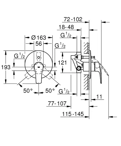 Змішувач прихованого монтажу Grohe Eurosmart New, хром (33305003)