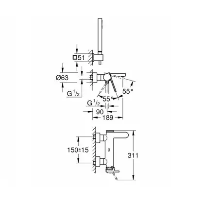Grohe Plus Змішувач для ванни, хром (33547003)