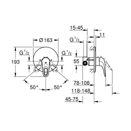 Grohe Eurostyle Смеситель для душа скрытого монтажа, хром (33635003)